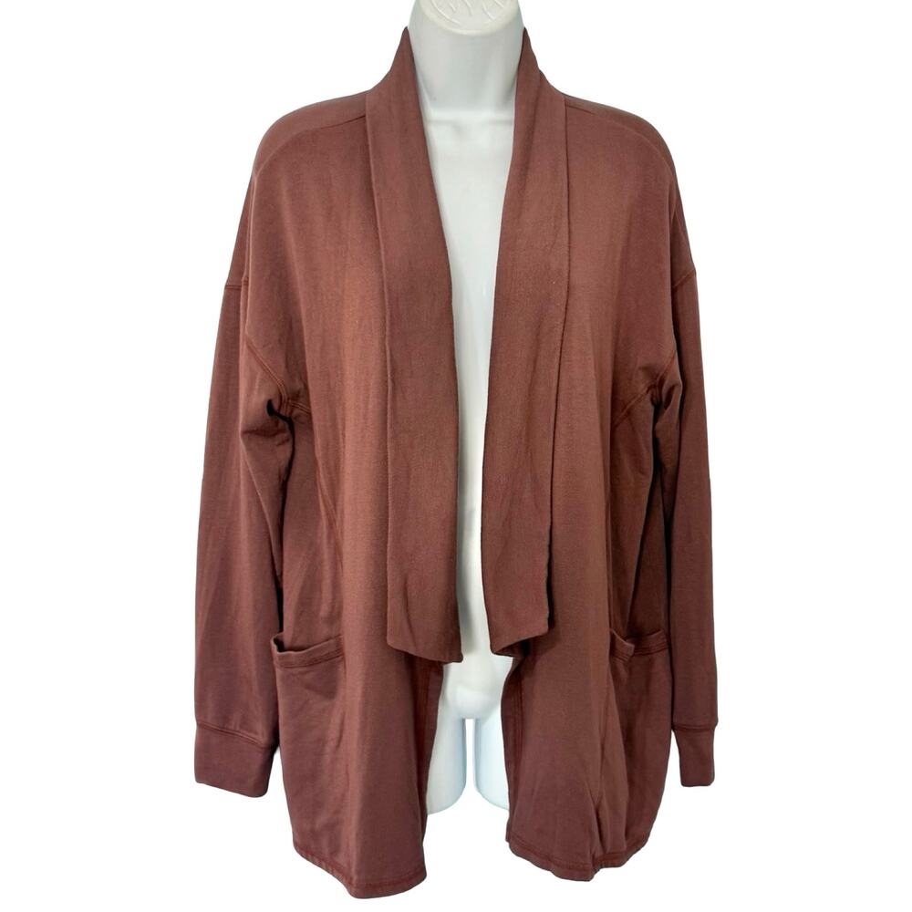 Anthropologie Sundry Rust Red Open Front Pockets Cardigan Sweater Size M / 2
